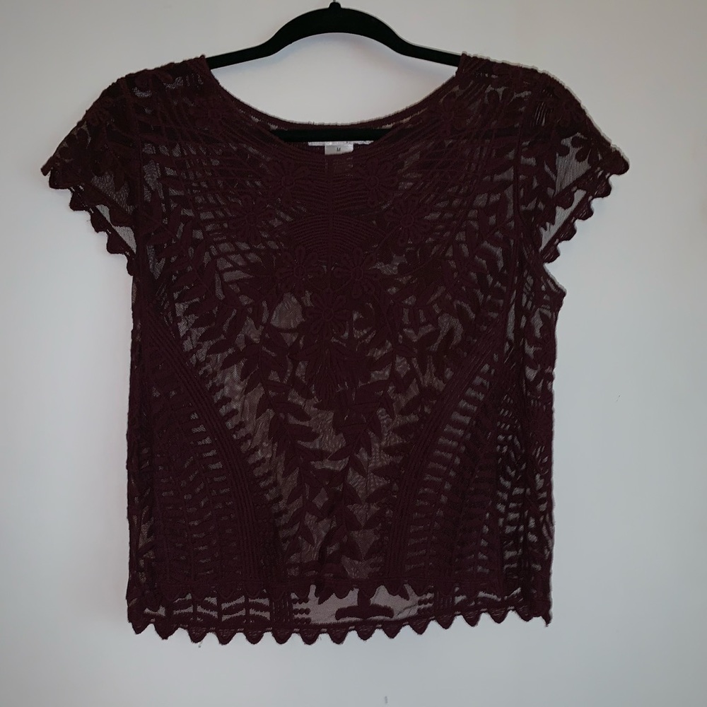 Say What? Maroon Sheer top